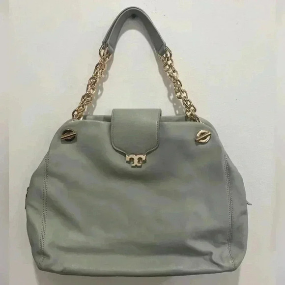 Tory Burch Leather Sea foam Green Shoulder Bag with chain link Handle - Picture 2 of 11
